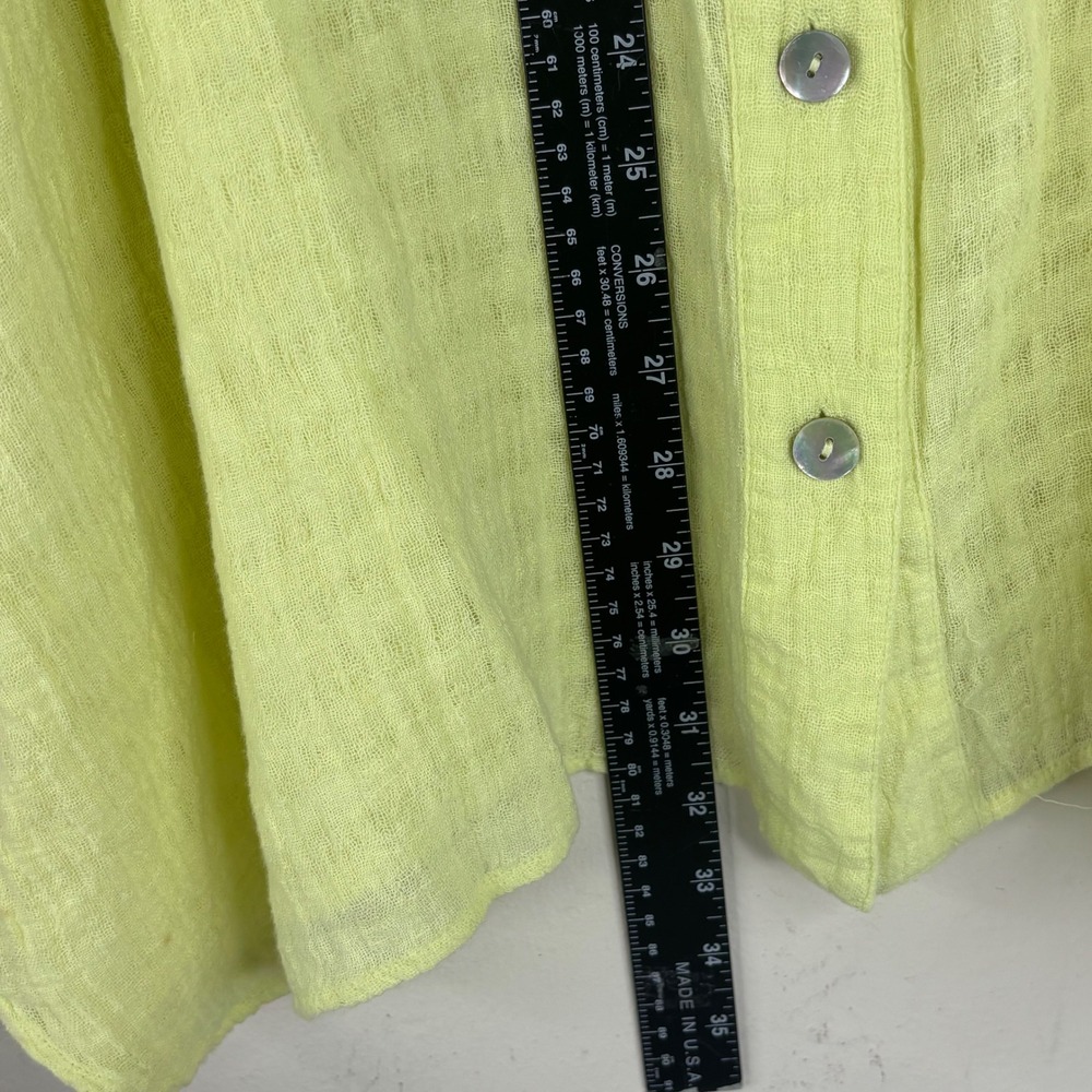 Soft Surroundings Blouse 1X Lime Green Linen Cotton Gauze Button Front Top 55433 - Picture 8 of 10